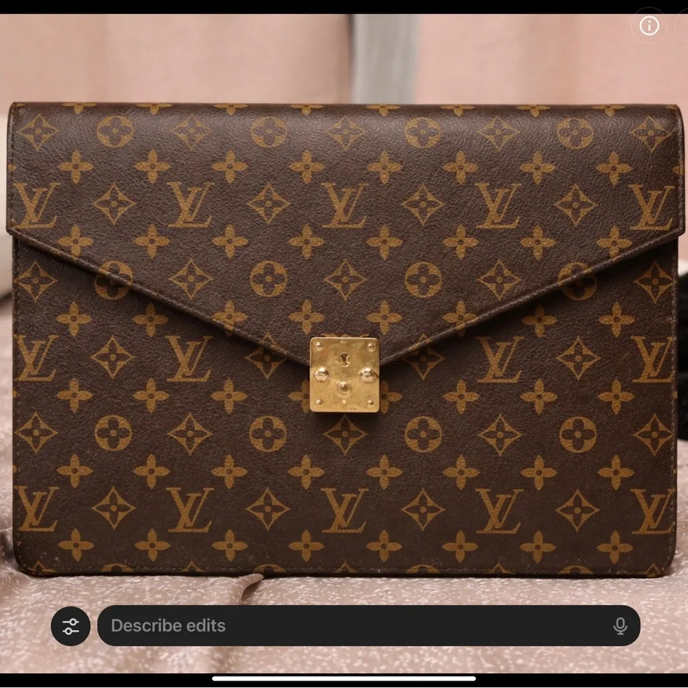 Louis Vuitton Monogram Serviette Fermoir Vintage Envelope Briefcase S-Lock